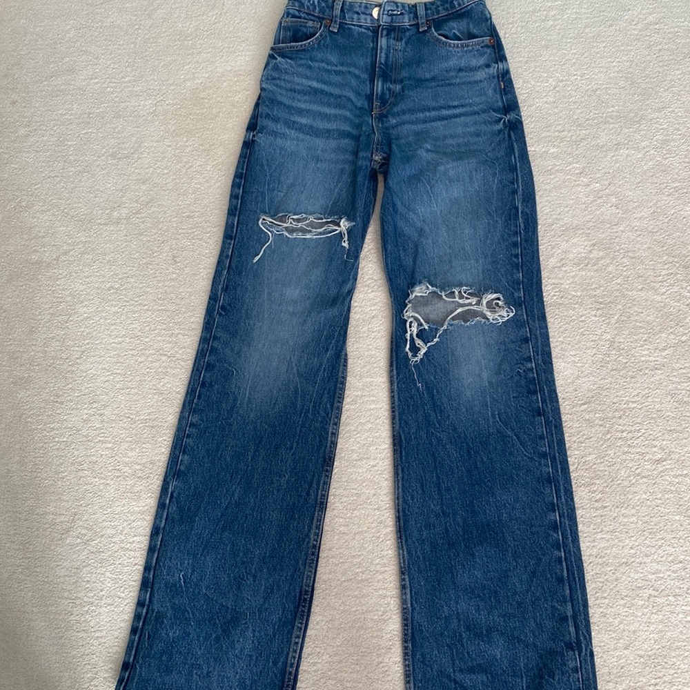 Zara wide legged ripped jeans
